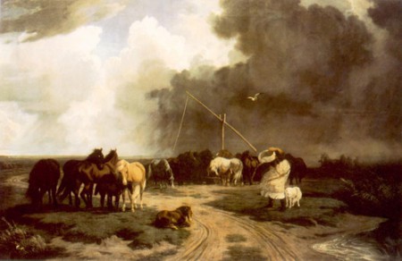 Lotz Károly: Ménes a zivatarban